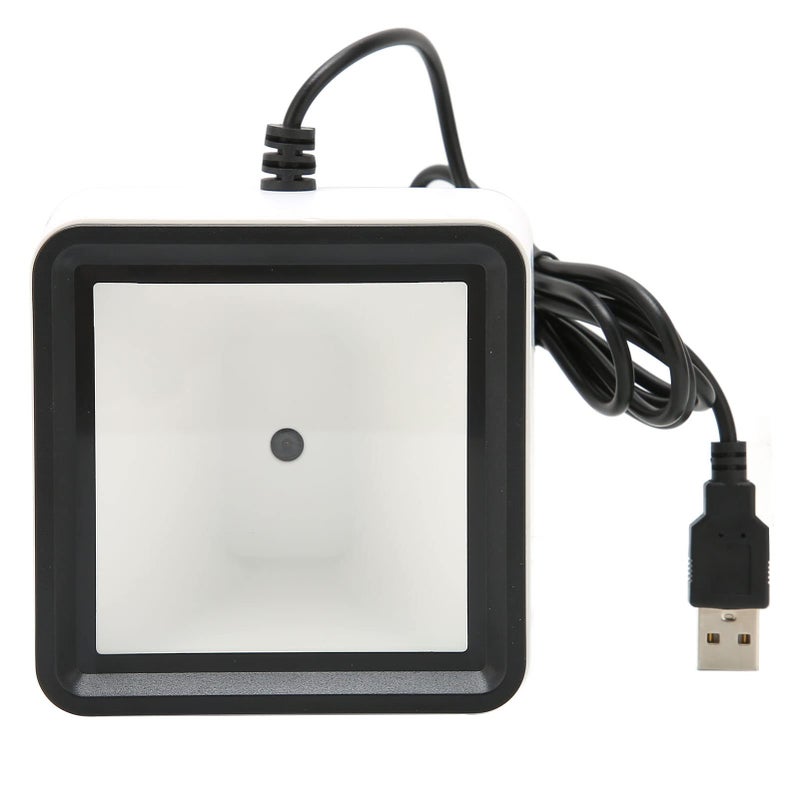 Desktop Barcode Scanner USB Automatic Hands Free White ABS Material QR Code Compatible LED Light - Image 3
