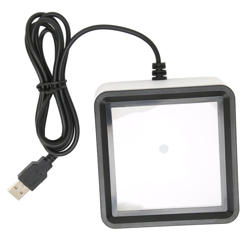 Desktop Barcode Scanner USB Automatic Hands Free White ABS Material QR Code Compatible LED Light - Image 2