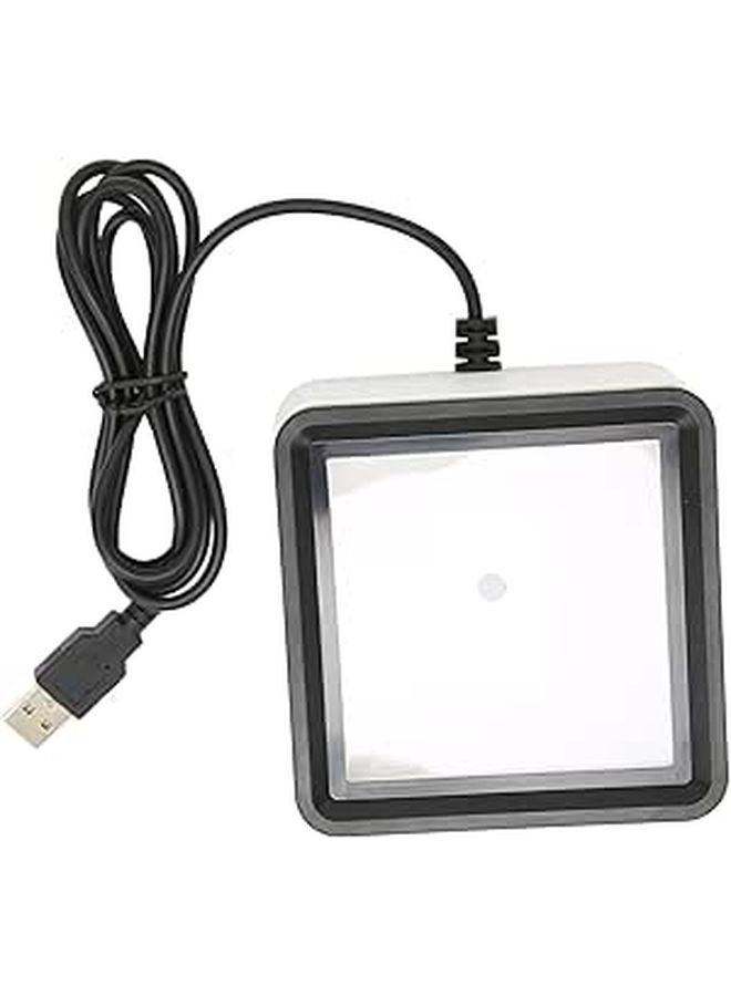 Desktop Barcode Scanner USB Automatic Hands Free White ABS Material QR Code Compatible LED Light - Image 1