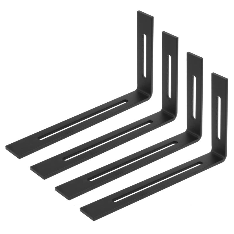 eoere 4 PCS 9-1/2" Black Adjustable L Corner Brace with M6 Slot, Heavy Duty Steel Slotted L Bracket for Fixing Furniture, Thickness 3/16", Max. Load 180 LB - Image 3
