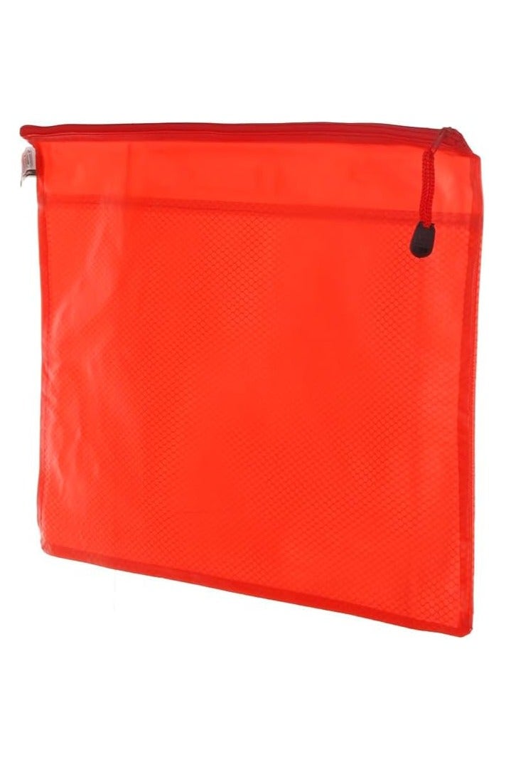 Baden A4 Plastic Storage Pouch – With Zipper, red Color, Transparent Mesh Design for Multiple Uses - Image 1