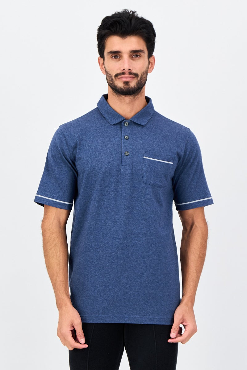 PUMA Men Sportswear Fit Short Sleeve Outdoor Polo Shirt, Heather Blue - Image 1