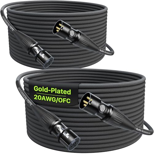 AA AUDIO ACCESSORY 50ft XLR Cable 2 Pack, 20AWG, Professional Gold-Plated Rean Connectors from Neutrik, Kevlar-Reinforced Nylon Braided Microphone Cable, Mic Cable, Shielded and Balanced XLR Male to Female Cord - Image 1