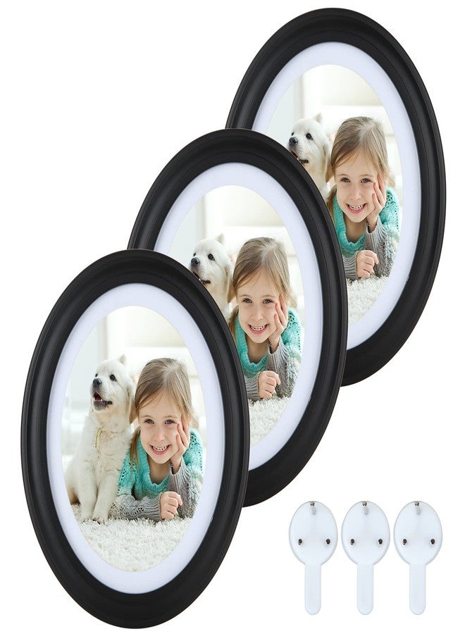SENENQU Black Oval Picture Frames, Photo Picture Frames, Classic Oval Wood oval Frames with Mounting Screws and Hooks (3PCS) - Image 1