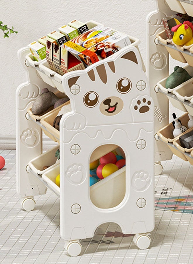 Hanayo Toys Organizer Kids Toy Storage Organizer 7 Storage Bins Extra Large Capacity Best Toy Organizer with Wheels Multifunctional Toy Box and Storage Rack Nursery and Kids Room Boys Girls(Beige) - Image 3