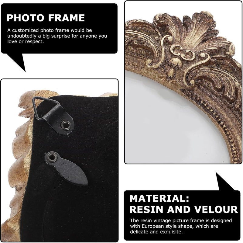 Cabilock European Style Resin Antique Picture Frame Retro Photo Holder for Home Decor Vintage Wall and Table Display with Unique Scalloped Design in Gold - Image 5