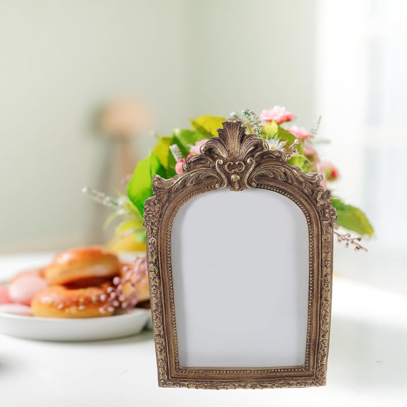 Cabilock European Style Resin Antique Picture Frame Retro Photo Holder for Home Decor Vintage Wall and Table Display with Unique Scalloped Design in Gold - Image 3