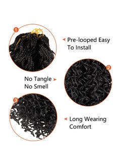MODERN QUEEN 8Packs 55 Inch Wavy Small Box Braids Crochet Hair Knot S Curl Curly Zizi Braids Long Synthetic Hand Crochet Braids 28 Strands/Pack Wave Crochet Box Braid Hair Extensions For Women Black Color (1)  - Image 4