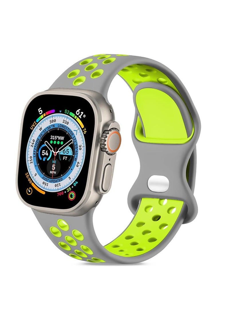 Sport Strap Compatible with Apple Watch Straps 42mm 44mm 45mm 46mm 49mm Breathable Silicone Double Hole Ring Snap Buckle Replacement Band for Women, for iWatch Strap Series 8 7 6 5 4 3 SE - Image 1