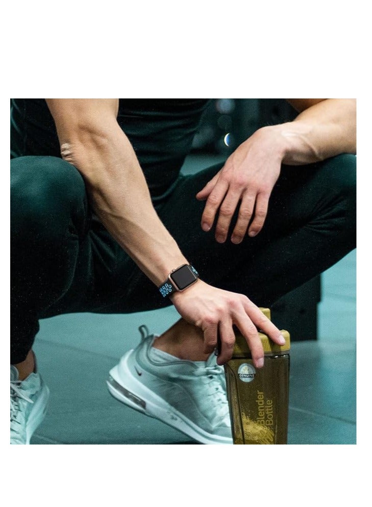 Sport Strap Compatible with Apple Watch Straps 42mm 44mm 45mm 46mm 49mm Breathable Silicone Double Hole Ring Snap Buckle Replacement Band for Women, for iWatch Strap Series 8 7 6 5 4 3 SE - Image 2