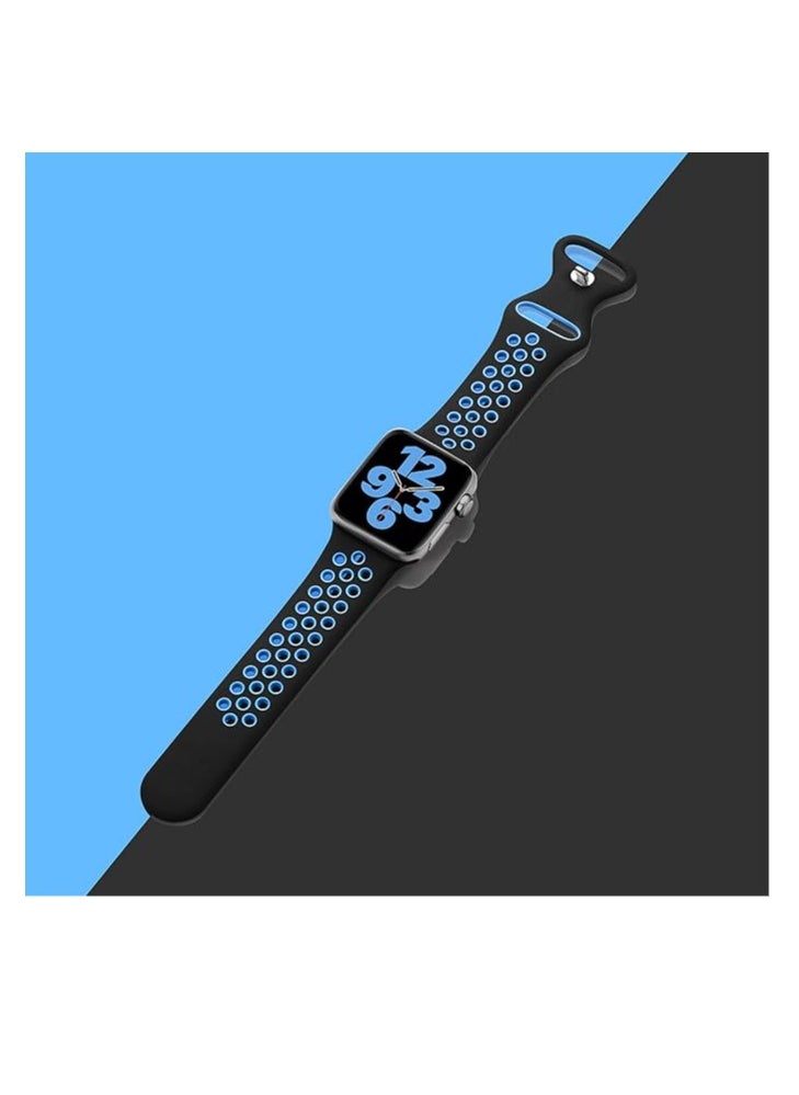 Generic - Sport Strap Compatible with Apple Watch Straps 42mm 44mm 45mm Breathable Silicone Double Hole Ring Snap Buckle Replacement Band for Women, for iWatch Strap Series 8 7 6 5 4 3 SE - Image 1