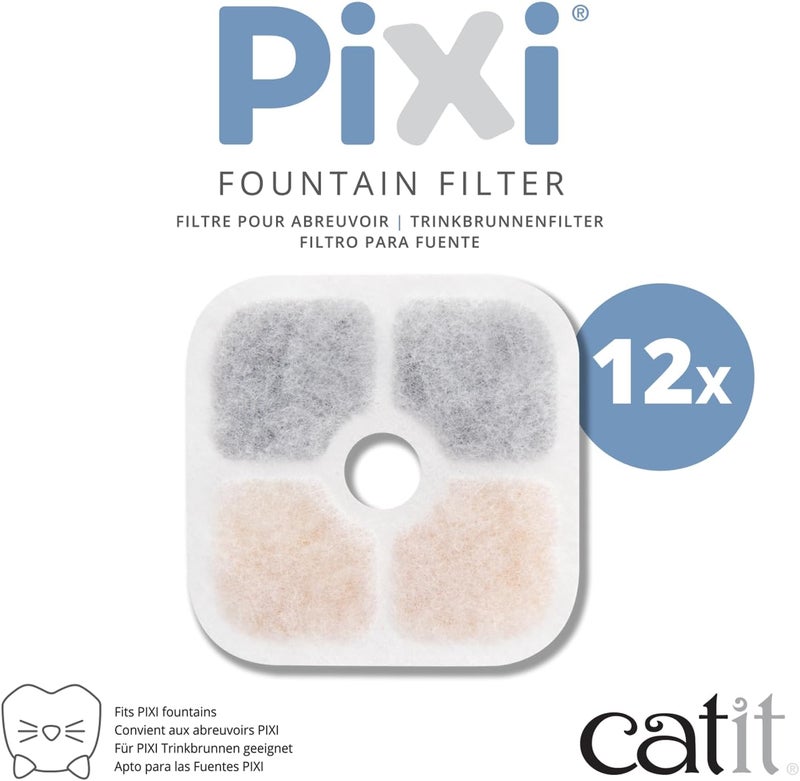 Catit PIXI Cat Drinking Fountain Original Filter, Official Replacement Triple Action Water Filter, 12-Pack, White Fast & slow shipment compatible - Image 2