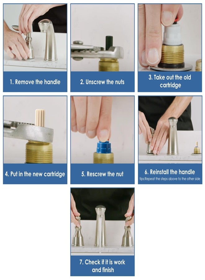 Dreyoo عبوة من 2 خرطوشة بديلة لصنبور الماء الساخن والبارد من Dreyoo متوافقة مع صنبور Pfister 9100310/Pfister 9100320، خرطوشة سيراميك بمقبض صنبور الماء الساخن والبارد - Image 3