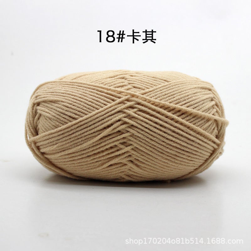 4 strands of milk cotton baby wool medium thick crochet wool ball handmade diy woven material bag special Wholesale 18 Khakis 