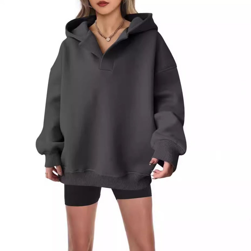2024 New Autumn Winter Hoodie Womens Fleece Loose Sweatshirt Off-white