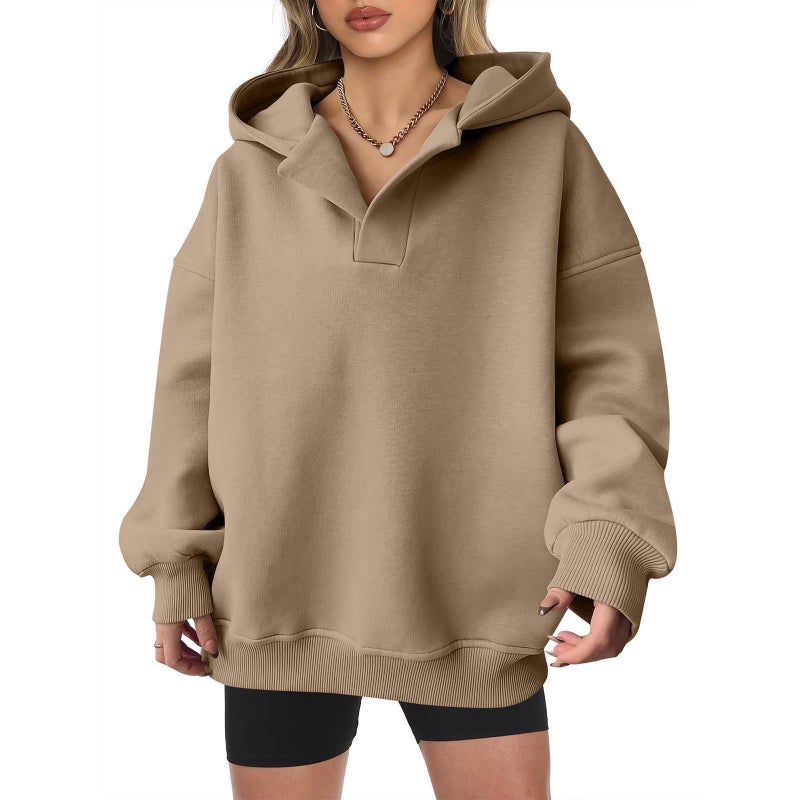 2024 New Autumn Winter Hoodie Womens Fleece Loose Sweatshirt Off-white