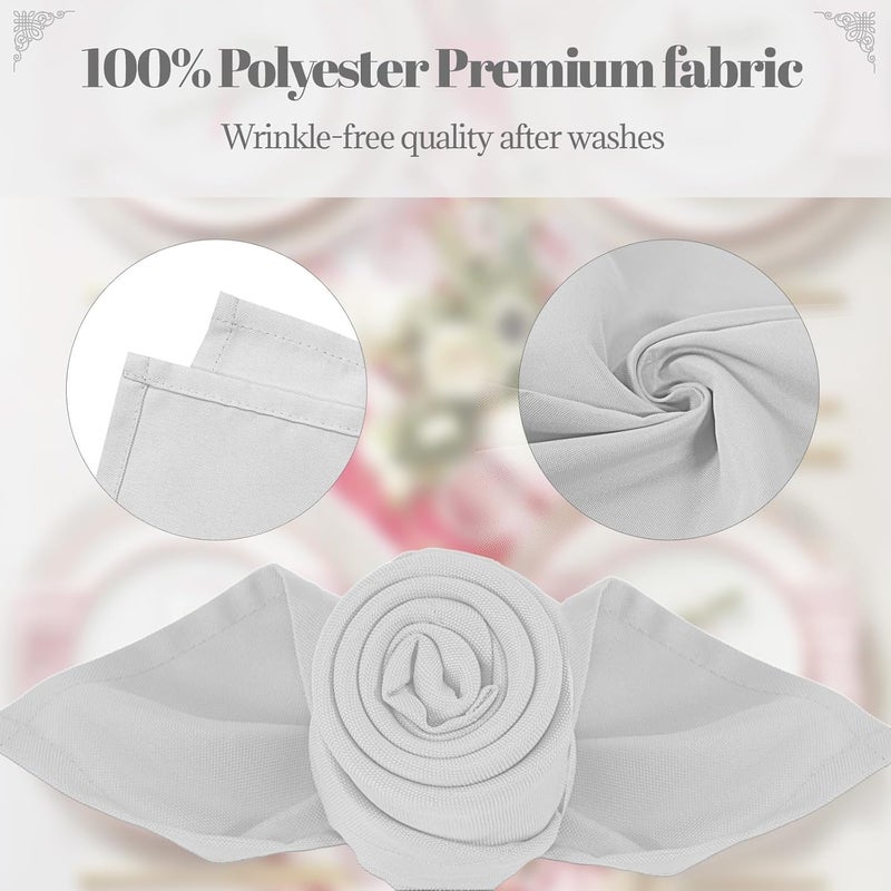 PLOYMONO Silver Heavy Duty Cloth Napkins  17 x 17 Inch Solid Washable Polyester Dinner Napkins  Set of 8 Napkins with Hemmed Edges  Great for Weddings Parties Banquets Dinner  More - Image 3