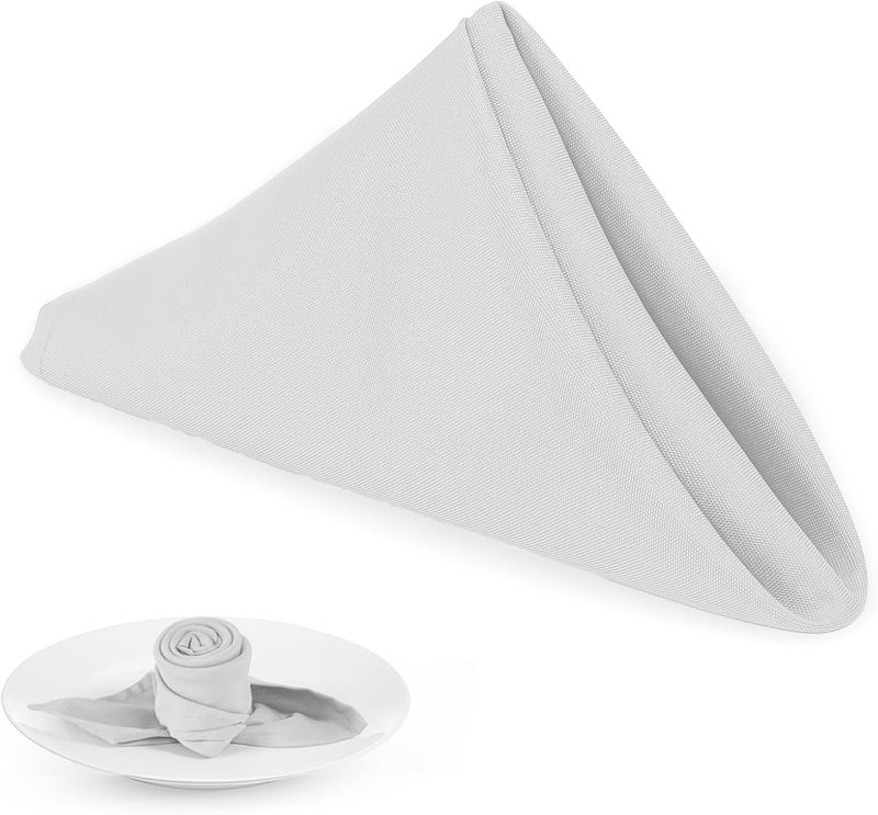 PLOYMONO Silver Heavy Duty Cloth Napkins  17 x 17 Inch Solid Washable Polyester Dinner Napkins  Set of 8 Napkins with Hemmed Edges  Great for Weddings Parties Banquets Dinner  More - Image 1