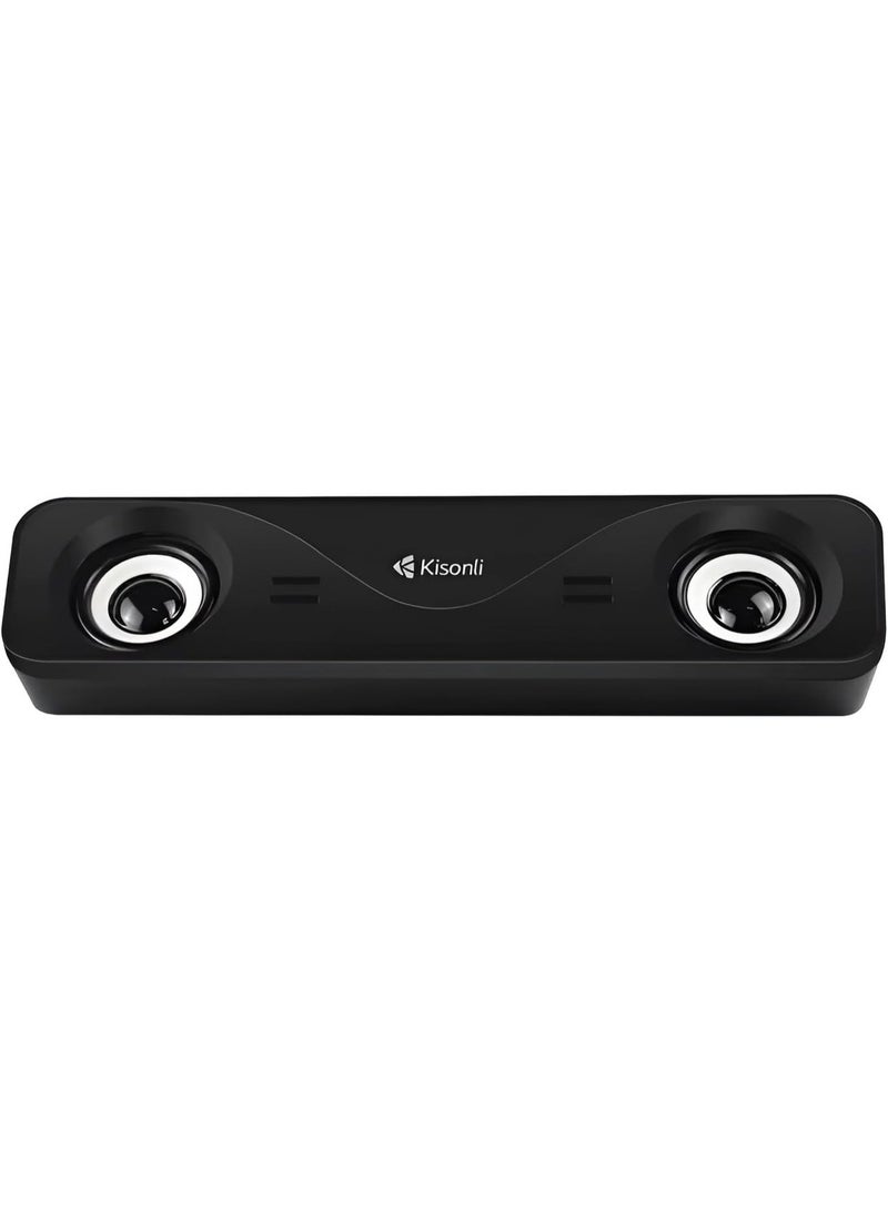Kisonli i-610 System 2.0 6W 80dB Sound Clarity USB Computer and Laptop Speakers - Black - Image 1