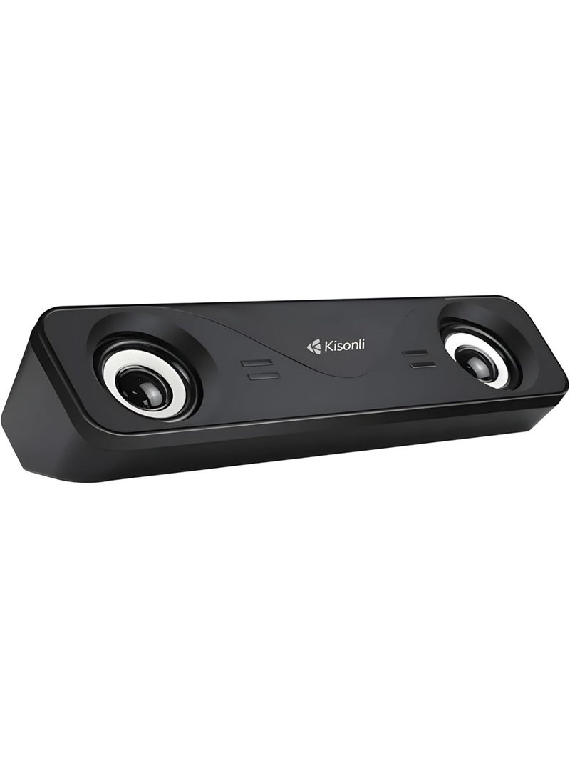 Kisonli i-610 System 2.0 6W 80dB Sound Clarity USB Computer and Laptop Speakers - Black - Image 4