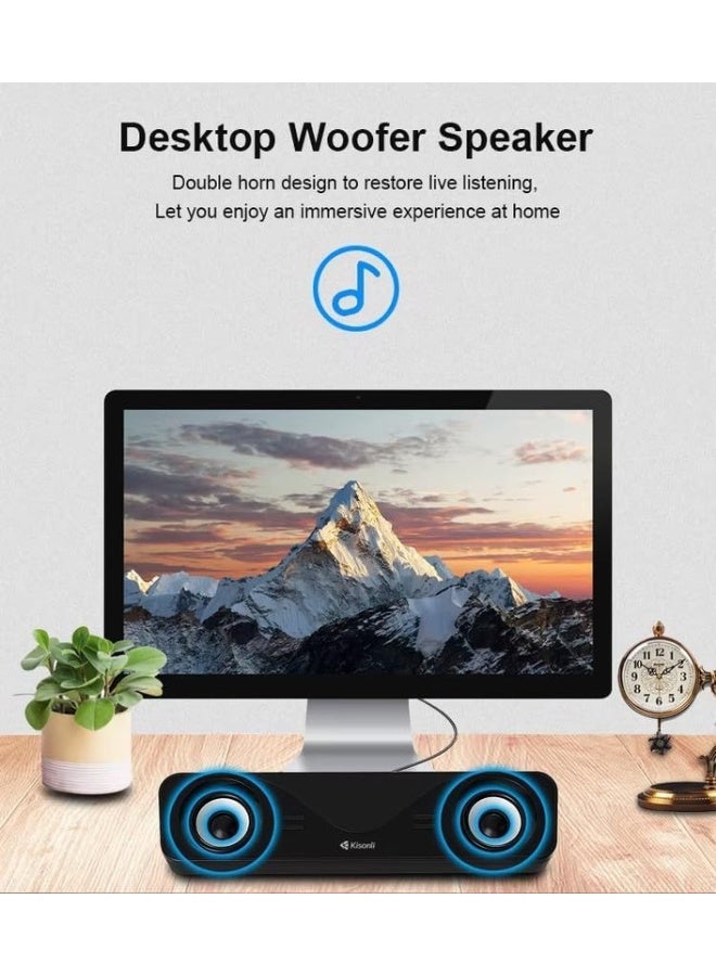 Kisonli i-610 System 2.0 6W 80dB Sound Clarity USB Computer and Laptop Speakers - Black - Image 2