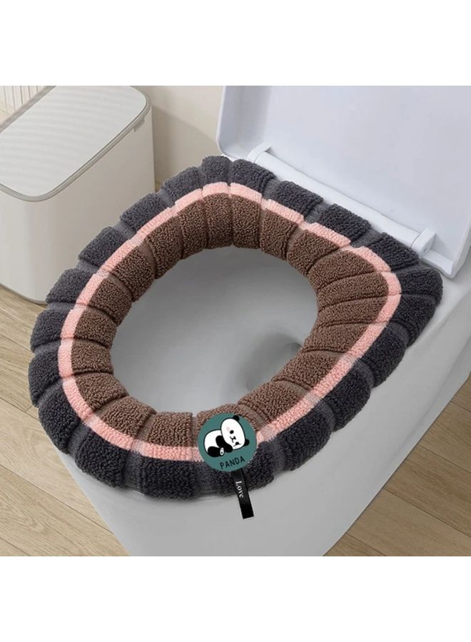 Thick Panda Toilet Seat Cover Dark Grey Pink Non Slip Bath Mat Tangerine - Image 1