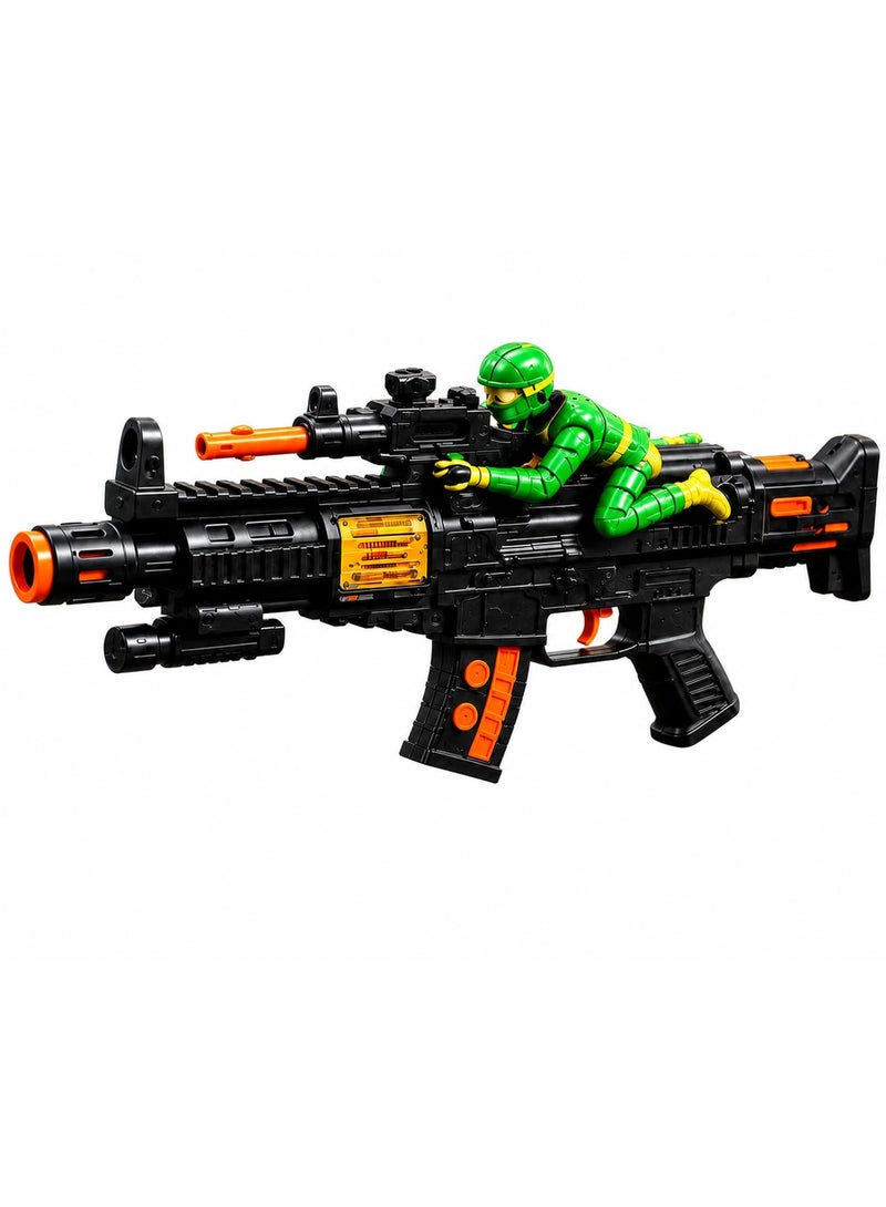 vGRASSP Entertainment Toy Launcher with Sound, LED Light & Steam Effect, Military Style Toy Blaster with Action Figure, Realistic Design, Safe Play Toy for Kids, Black, 36 × 23 × 2 cm, Perfect Birthday & Holiday Gift - Image 1