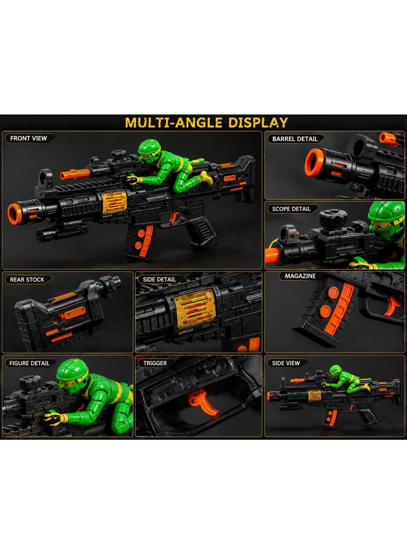 vGRASSP Entertainment Toy Launcher with Sound, LED Light & Steam Effect, Military Style Toy Blaster with Action Figure, Realistic Design, Safe Play Toy for Kids, Black, 36 × 23 × 2 cm, Perfect Birthday & Holiday Gift - Image 4