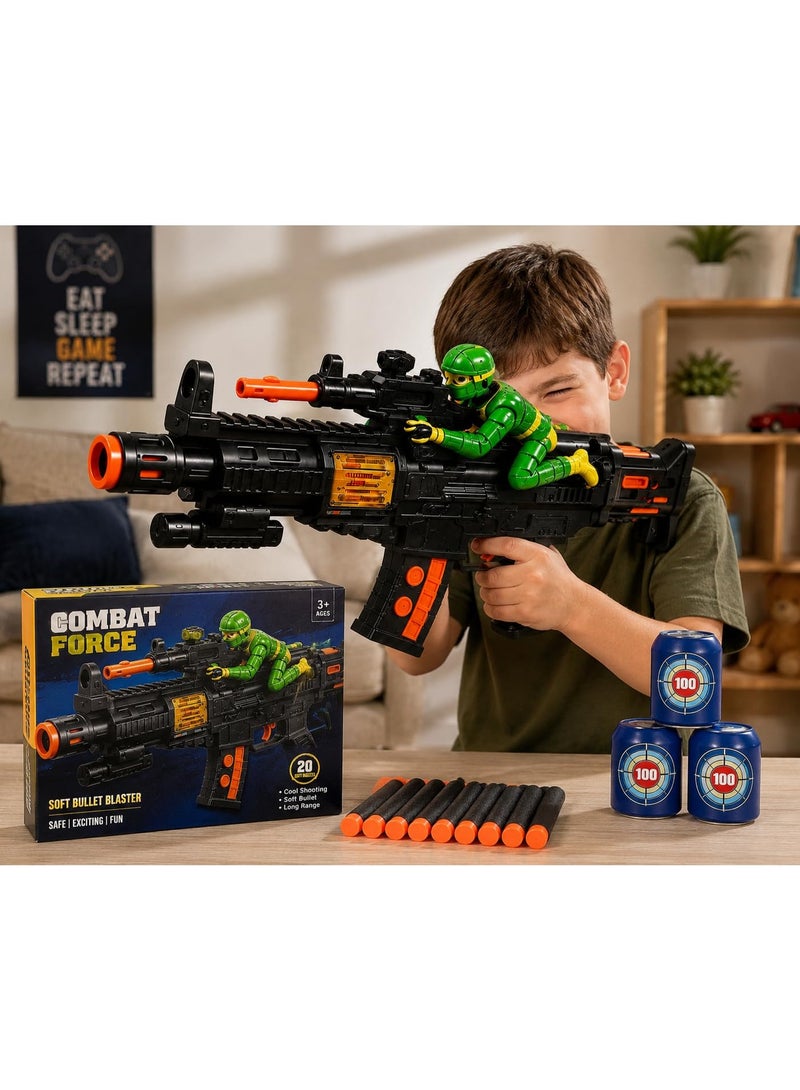 vGRASSP Entertainment Toy Launcher with Sound, LED Light & Steam Effect, Military Style Toy Blaster with Action Figure, Realistic Design, Safe Play Toy for Kids, Black, 36 × 23 × 2 cm, Perfect Birthday & Holiday Gift - Image 2