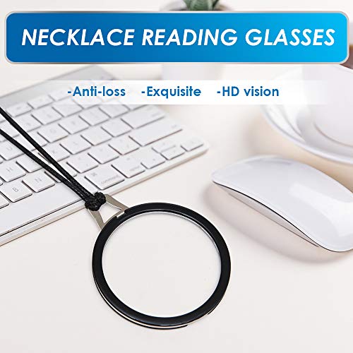 TERAISE Reading Glasses Necklace Readers for Women Anti-loss Lightweight Eyeglasses Portable Monocle Glasses with Exquisite Case(Black-2.0X) - Image 2