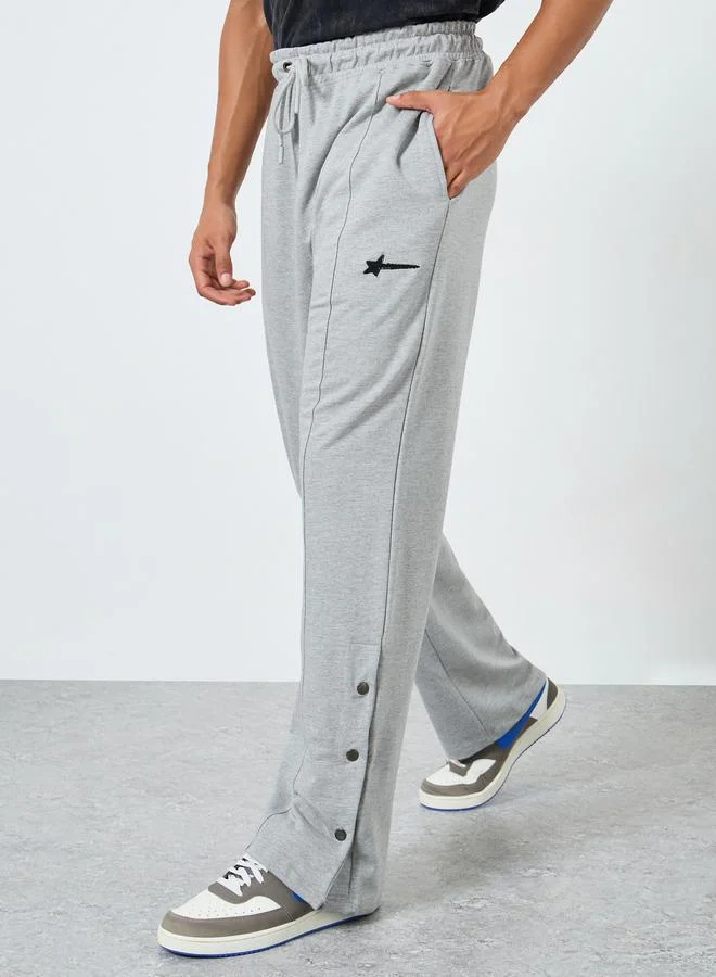 Men Grey Embroidered Terry Joggers