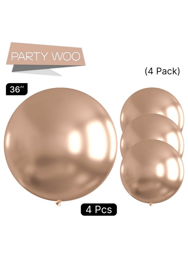 PartyWoo PartyWoo Metallic Rose Gold Large Balloons, 4 pcs 36 Inch Balloons, Champagne Gold Big Balloons, Champagne Gold Metallic Giant Balloons, Jumbo Balloons for Party Decorations, Champagne Gold-G112  - Image 3