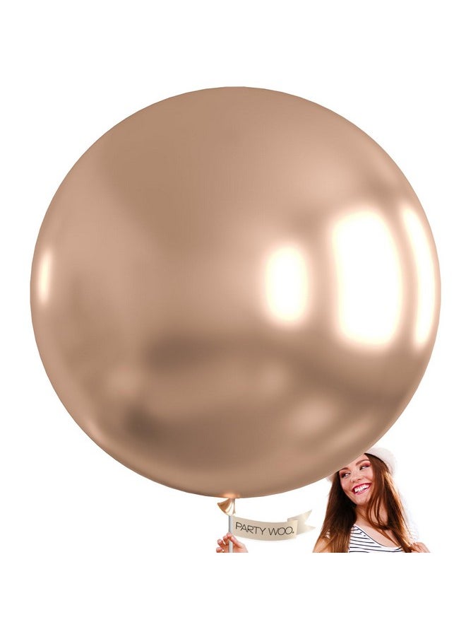 PartyWoo PartyWoo Metallic Rose Gold Large Balloons, 4 pcs 36 Inch Balloons, Champagne Gold Big Balloons, Champagne Gold Metallic Giant Balloons, Jumbo Balloons for Party Decorations, Champagne Gold-G112  - Image 1