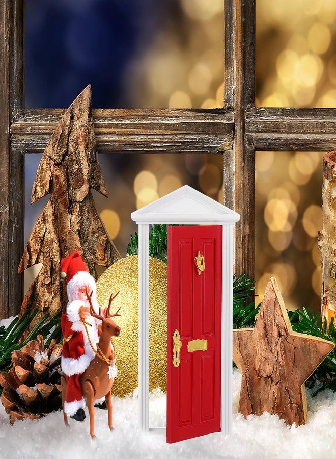 Yardwe 1pc Mini Wooden Door Miniature Wooden Door Furniture Model Fairy Door Opening with Accessories/Tooth Fairy Door for Fairy Tale Education Learning Toy Pretend Playset (Red) - Image 4