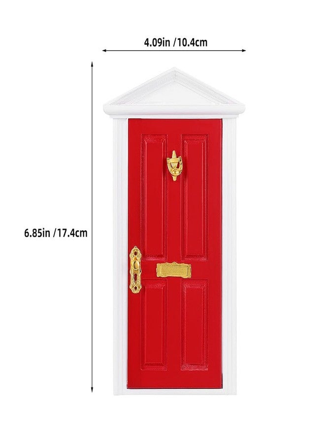 Yardwe 1pc Mini Wooden Door Miniature Wooden Door Furniture Model Fairy Door Opening with Accessories/Tooth Fairy Door for Fairy Tale Education Learning Toy Pretend Playset (Red) - Image 3