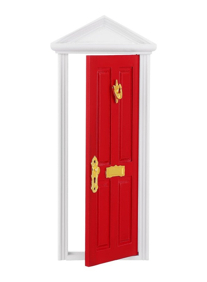 Yardwe 1pc Mini Wooden Door Miniature Wooden Door Furniture Model Fairy Door Opening with Accessories/Tooth Fairy Door for Fairy Tale Education Learning Toy Pretend Playset (Red) - Image 1