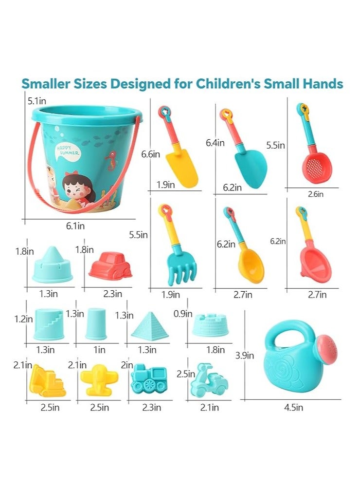 Tiny Size Beach Toys for Kids Ages 4-8 - Beach Bucket Sand Molds Beach Shovel Tool Kit Sandbox Toys for Toddlers,Beach Accessories Outdoor Indoor Play Travel Sand Toys for Beach Sand Toy for Boy Girl - Image 2