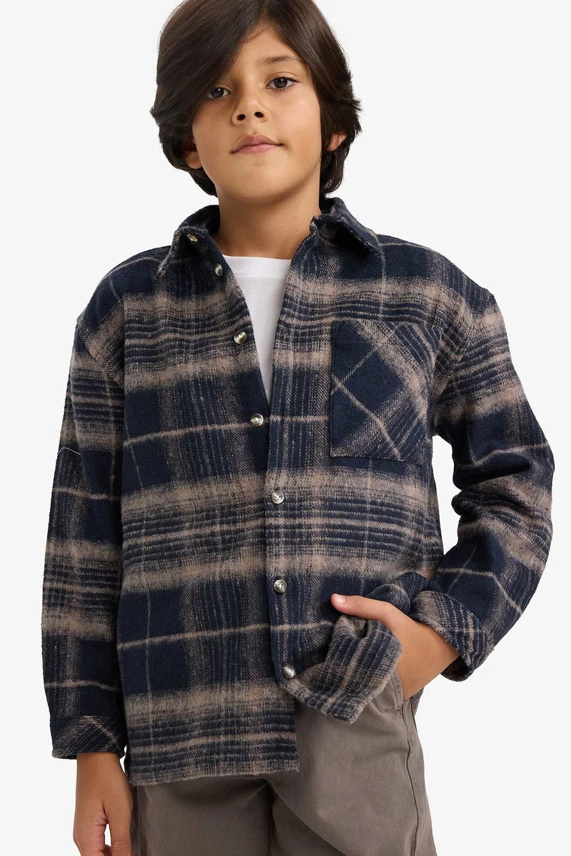 ديفاكتو Regular Fit Plaid Long Sleeve Shirt
