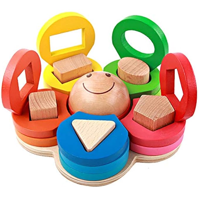 CHILDREN'S EARLY EDUCATION FLOWER SHAPE SET COLUMN COLOR ENLIGHTENMENT WOODEN CREATIVE COGNITIVE TOYS - Image 2