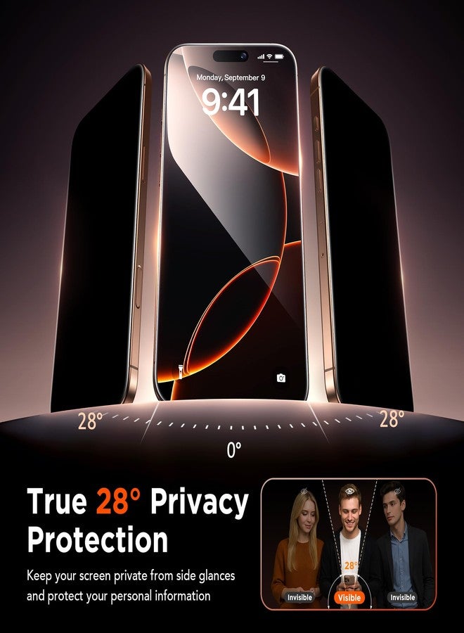 GolbinBox 3-Pack Privacy Screen Protector for iPhone 16 Pro Max 6.9 Inch,Military-Grade Shatterproof Anti-Spy HD Tempered Glass with Installation Tray,Dust and Bubble Free ,9H Hardness,Anti - Fingerprint - Image 2