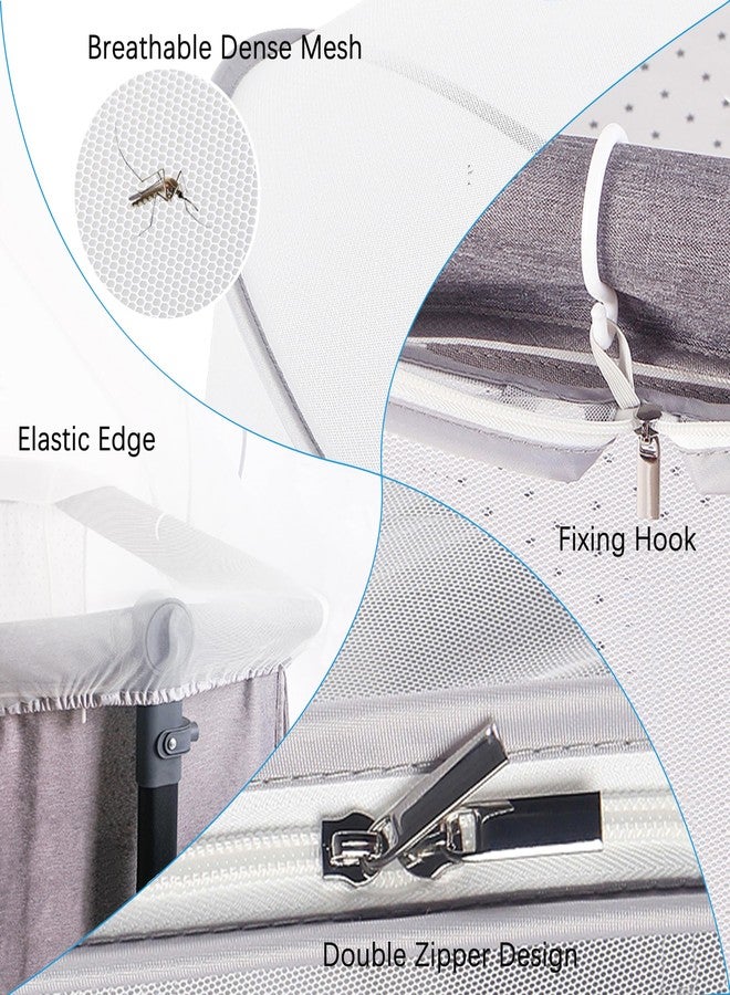 Akiky Bassinet Cover Mosquito Net with Two-Way Zippers Foldable Bassinet Bedside Sleeper Tent to Keep Cats/Bugs Out(White) - Image 4