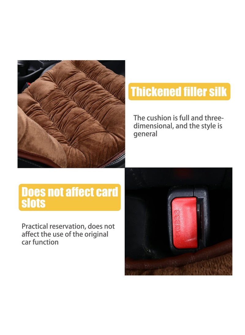 Excefore Cushioned Car Seat Cover, Warm Short Plush Seat Cushion for Front Rear Pad, Soft Fuzzy Seat Protector for Winter, Auto Interior Women Men Accessories for Vehicles, SUV, Truck(Beige) - Image 3