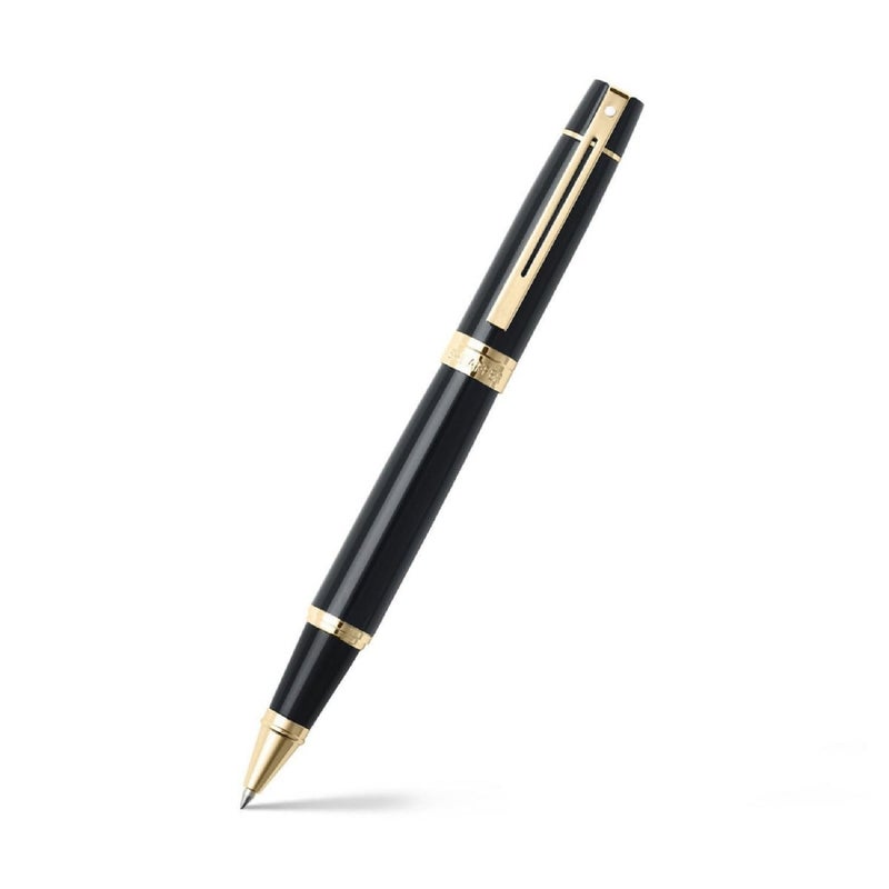 SHEAFFER قلم شيفر 300 E9325 أسود لامع مع تفاصيل ذهبية اللون RB - Image 1