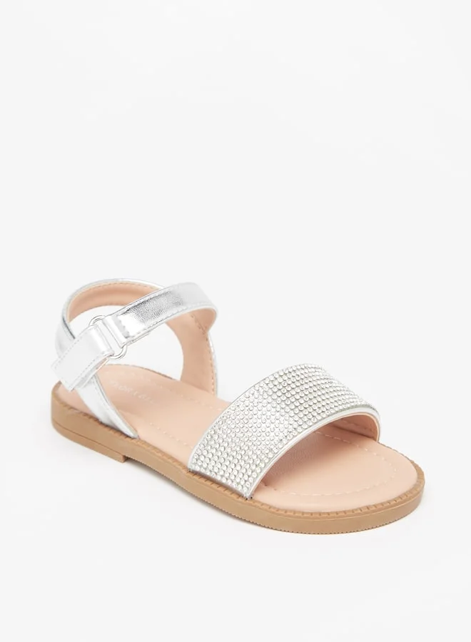 Flora Bella By Shoexpress Girl's Stone Embellished Sandals With Hook And Loop Closure Ramadan Collection