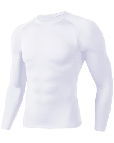 BOOJO Compression Shirts for Men - Long Sleeve Black Workout Base Layer Athletic Gym Tops Quick Dry Running Undershirts - Image 1