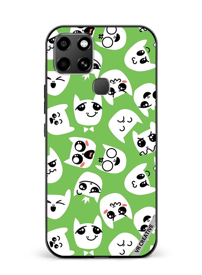 VR CREATIVE Protective Case Cover For Infinix Smart 6 Doodle Cat Emoticons Design Multicolour - Image 1
