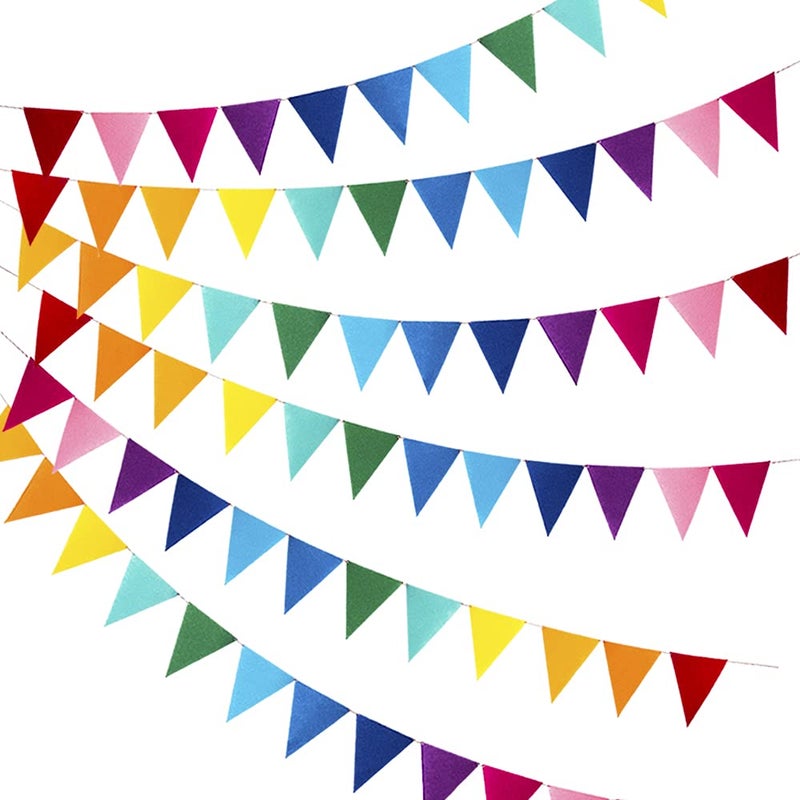 Rainbow Felt Fabric Bunting 72 Pcs 492 Feet6 Pack Decoration Banners for Birthday Party Baby Shower Window Decorations and Childrens Living Room Decorations