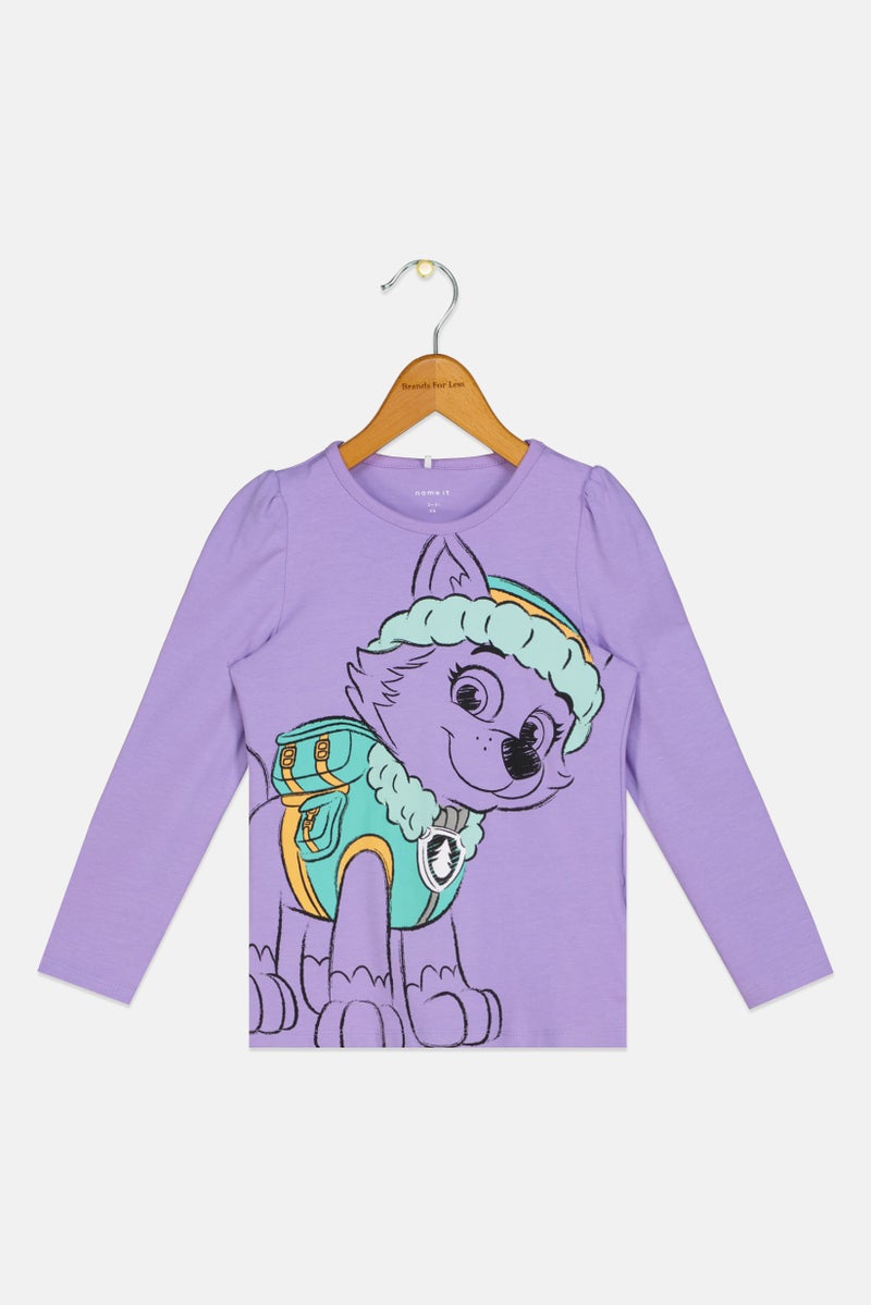 NAME IT تي شيرت طويل الأكمام بنات toddlers من Name It x Nickelodeon بطباعة جرافيك، لافندر - Image 1