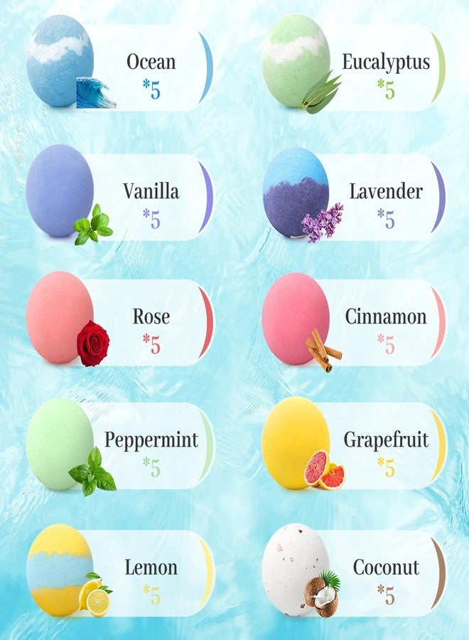 TranquilBliss Bath Bombs Set 50 PCS with 10 Rich Scents, Bath Bombs for Women, Natural Bubble Bombs with Shea Butter & Safe Oil, Ideal for Valentine's Day, Christmas, Birthday, Mother's Day Present - Image 3