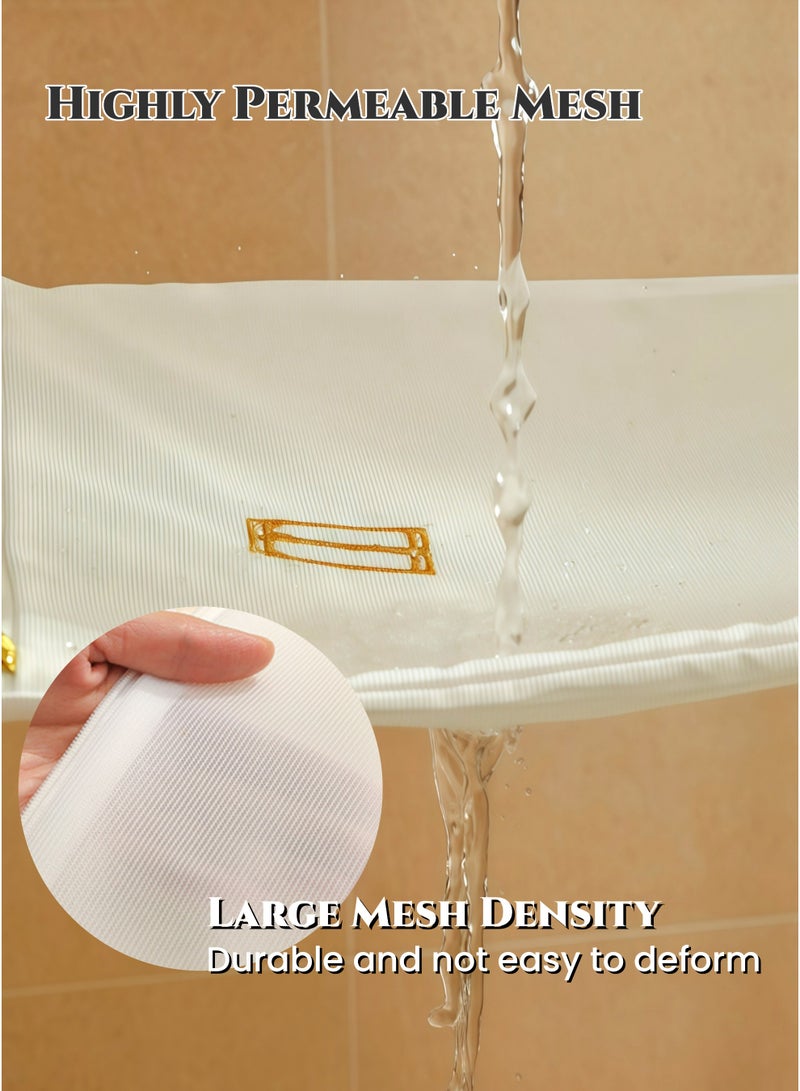 مجموعة حقائب غسيل بسحاب شبكي 6 قطعة، حقائب غسيل، شبكة غسيل مضادة للبكتيريا للملابس الداخلية، حمالة صدر، جوارب، ملابس، جينز، تمنع التلف، تخزين للسفر، 6 مقاسات للعناية بالملابس، بيضاء - Image 3